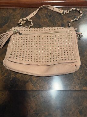 Urban Expressions Blush Pink Studded Leather Shoulder Bag